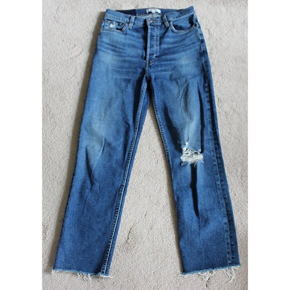 Re/Done 70s Stove Pipe High Waist Jeans in color Worn Blue - size 27 - Picture 7 of 10
